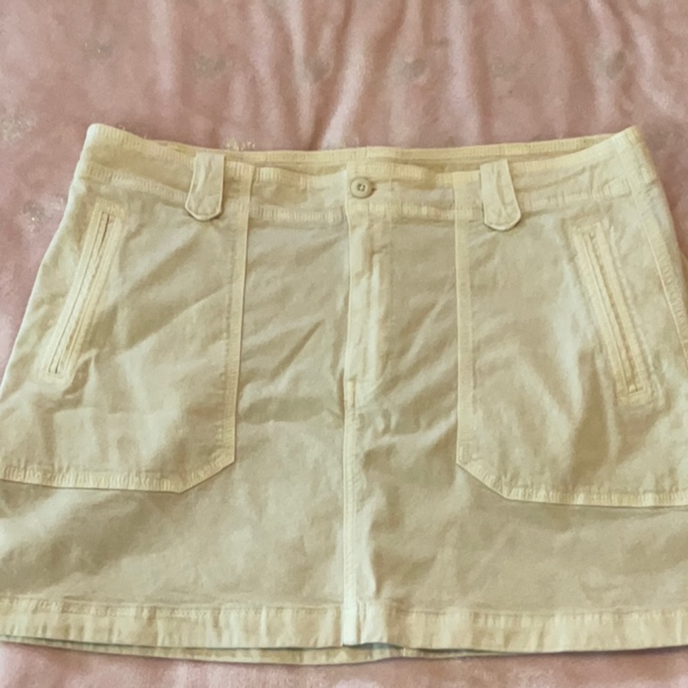 Cream Mini Skirt with Pockets